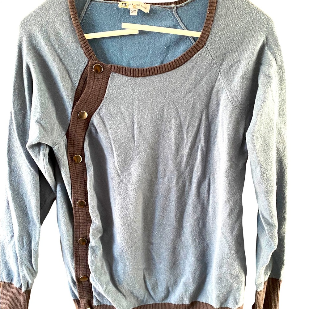 Pip & vine by Rosie Pope blue with charcoal cardigan Sz S/M